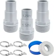 Universal Combo Pool Hose Adapter Replacement, 1-1/4" or 1-1/2", 3 Pack