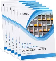 6 Pack Acrylic Sign Holder Slanted 8.5X11 Inches, Clear Plastic Document Paper H