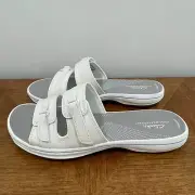 Clarks Cloudsteppers Breeze Piper Sandals White Womens Size 11M Slip On Slides