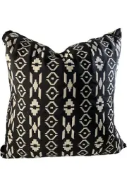 Canaan, 22" x 22" Black White Boho Tribal Corduroy Throw Pillow | Feather + Down