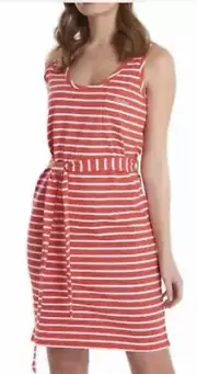 BARBOUR "PATTERSON" CORAL AND WHITE STRIPPED T-SHIRT DRESS SIZE USA 6/EU 10