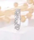 Unique Design Sterling Silver Half Eternity 1.62 CT Pear & Round Moissanite Ring