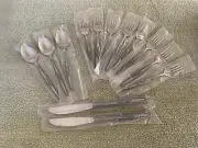 Interpur Rose Stainless Steel Korea 8 Dessert Forks 3 Teaspoons 2 Knives NOS