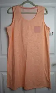 NWT Kmart Pink K Light Neon Orange White Polka Dot Sleeveless Nightshirt Sz LG