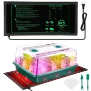 Seed Starter Tray, 96-Cell Seed Growing Tray with Grow Lights, Heat Mat, Indo...