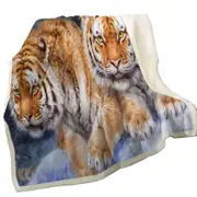 Cool Wildlife Animal Art Tigers in Snow Storm Throw Blanket