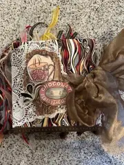 Junk Journal Coffe & Chocolate Theme 30 Plus Pages 9"x9"x3" Swirly Cover