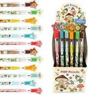 TINYMILLS 24 Pcs Garden Fairy Mushroom Stackable Pencil Assortment with Eraser for Party Favors Goodie Bag Stuffers VBS Classroom Rewards Carnival Prize Tea Party Fairies Party