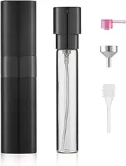 LISAPACK 8ML Brushed Atomizer Perfume Spray Bottle for Travel, Empty Refillable Cologne Dispenser, Portable Sprayer (Black)