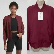 Athleta Amalfi Nylon Bomber Jacket Lightweight Womens Size Medium Red $109