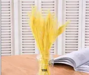 200pcs Yellow Bleached and Dyed Peacock Feathers Cake Deco Feathers 10-12 inches