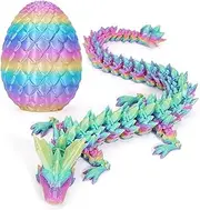 [Xynqura] Dragon Egg with Dragon 3D, 3D Printed Dragon, 3D Dragon, Realistic Dragon Eggs in The Egg Jointed Fully Movable, Surprise Easter Dragon Eggs, Home Decor (Candy Colours)