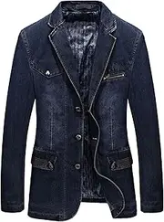 [Generic] Men's Denim Blazer Sport Coat Formal Business Blazer Jackets Coat Slim Fit Lightweight Jacket