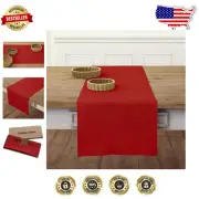 Luxury 100% Pure Linen Table Runner - 14 x 90 Inches in Red for Stylish Dining