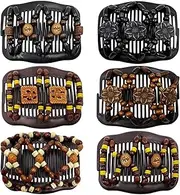 Umibow 6 Pcs Stretchy Magic Hair Combs Double Comb Hair Clip Elastic Wood Beaded Hair Bun Maker Magic Hair Side Combs Hair Accessories for Curly Thick Wavy Hair