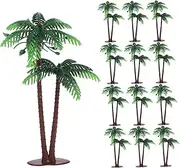 Angoily 15pcs Realistic Artificial Coconut Palm Trees for Cake Decoration Aquarium Plants Garden Model Suitable for Beach Summer Party