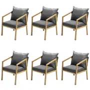Livsip 6PCS Outdoor Furniture Chairs Garden Patio Lounge Set Steel Frame Natural