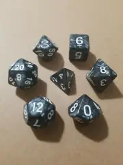 Polyhedral Gaming 7Pc Dice Set Black Swirl; DnD, Roleplaying, FREE SHIPPING