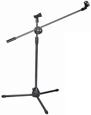 OZSTOCK® Telescopic Boom Microphone Stand Adjustable Mic Holder Tripod Two Clip 1 to 2 M