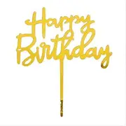 Happy Birthday Cake Topper, Mirrored Gold Acrylic, Durable, Versatile, Photo Booth Props, Party Decoration