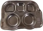 Panda Ear Stainless Steel Plates, Stainless Steel Divided Plates and Utensils for Kids, for Baby Led Weaning Supplies, Toddler Baby Feeding Set Dishwasher Safe (A)