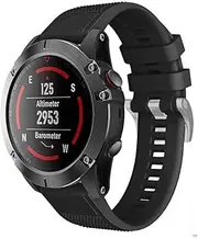 [Haotop] Bands Compatible with Garmin Fenix 5 22mm, Width Soft Silicone Watch Strap for Garmin Fenix 5/Fenix 5 Plus/Forerunner 935/Approach S60/Quatix 5 (Black)