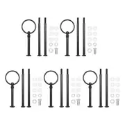 5 Set Cake Tray Stand Handle Plate Hardware Fitting, 3-Tiers Round Black