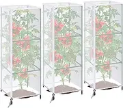 3 Pcs Garden Bird Netting Plant Cover for Square Tomato Cage, 59" x 17.7" Insect Bird Barrier Tomato Cage Net with Zipper & Drawstring, Tomato Trellis Netting Protection Cover for Protecting Plants