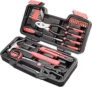 CARTMAN 39Piece Tool Set Pink For Woman Ladies, Girl DIY Tool, General Household Hand Tool Kit with Plastic Toolbox Storage Case, Pink Tool Kit, Tool Box