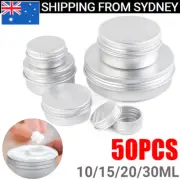 50X 10-30ml Aluminium Empty Cosmetic Pot Lip Balm Jar Tin Container Silver Box