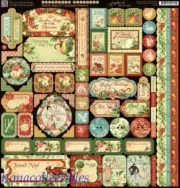 Graphic 45 12 Days of Christmas Cardstock Stickers 12"X12" Sheet Original