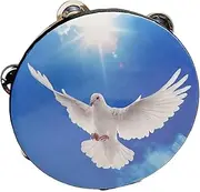 Tambourines for Adults Held Percussion Tamborine for Church, Wedding Performance, Double Row Metal Jingles Beginners Hand Drum(Blue,6 inch)
