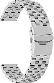 [Generic] Stainless Steel Replacement Watch Band Metal Watch Strap Bracelet Deployment Double FlipLock Buckle Silver Black