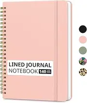 Lined Spiral Journal Notebook for Women & Men, 140 Pages, College Ruled Hardcover Notebook for Work & Note Taking, Journals for Writing, A5 - Pink