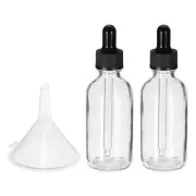 2Pcs 60ml Glass Dropper Bottle with Eye Dropper Funnel Clear
