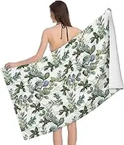 JBYJBX Green Eucalyptus Leaves Print Beach Towel Quick Dry Sandproof Microfiber Beach Bath Towel for Travel Pool Camping
