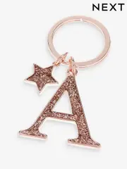 Rose Gold Tone Glitter Initial Keyring (962134) | $11