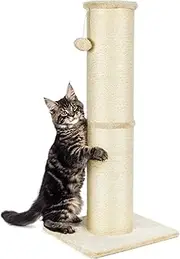 Cat Scratching Post 32 Inch High, 5.5 Inch Large Diameter Natural Sisal Cat Scratch Post, Scratch-Resistant and Durable Tall Cat Scratcher for Indoor Cats, Protect Your Furniture, Beige