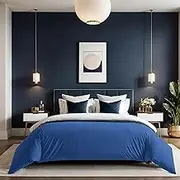 Premium Ranforce Single XXL Quilt Cover (155 x 220 cm), 100% Cotton, Blue, Button Closure, 155 Thread Count, Machine Washable at 30°C, Soft and Durable