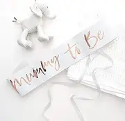 Ginger Ray Baby Shower Mummy To Be Sash, White/Rose Gold