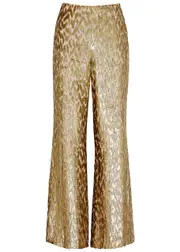 Jonathan Simkhai Shivon Lamé fil Coupé Trousers - Gold - 8 (UK12 / M) 8 (UK12 / M)