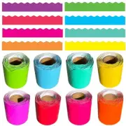 Bulletin Board Borders Set 8 Rolls, 262.5 Ft Colors Wave Shape Bulletin Board...