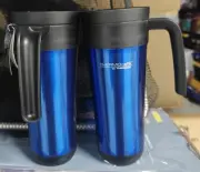 Thermocafe by Thermos Tumbler Travel Mug with Handle Blue Stainless Steel 12-2