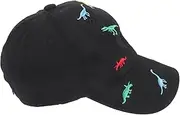 [HONMEET] Breathable Cotton Baseball Cap for Boys and Girls Toddler Girl Hat Outdoor Sunshade Dinosaur Pattern Black