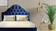 Julia custom upholstered bed frame with choice of standard base