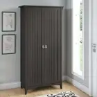 Black Wooden Pantry Tall Storage Cabinet Laundry Closet Door Organizer Cupboard