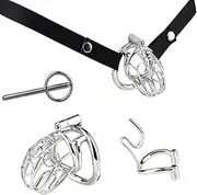 SAHOOSAFETY Stainless steel penis cage chastity cage pa lock for chastity bondage and libido control with penis bondage sm sex toys for men(45mm)