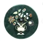 18'' Green Marble Table Top Dining Corner Inlay Lapis Decor pietra dura C3