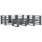 6 Pcs Garden Pallet Sofa Set Grey Pinewood Outdoor Lounge Setting Furniture
