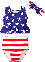 [Magic Park] Infant Baby Girl Bikini Set Vest Swimsuit Toddler Girls 3 Piece Swimwear Beach Outfits